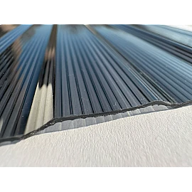 Policarbonat compact/solid cutat trapez 50/5, grosime 1mm, rolă 20 ml,  protejat UV, lățime 1.26m, negru (preț/rolă)