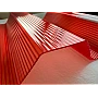 Placă din policarbonat compact/solid 1mm x 1060mm x 2000mm, cu profil trapez 76/18 multiliniar roșu