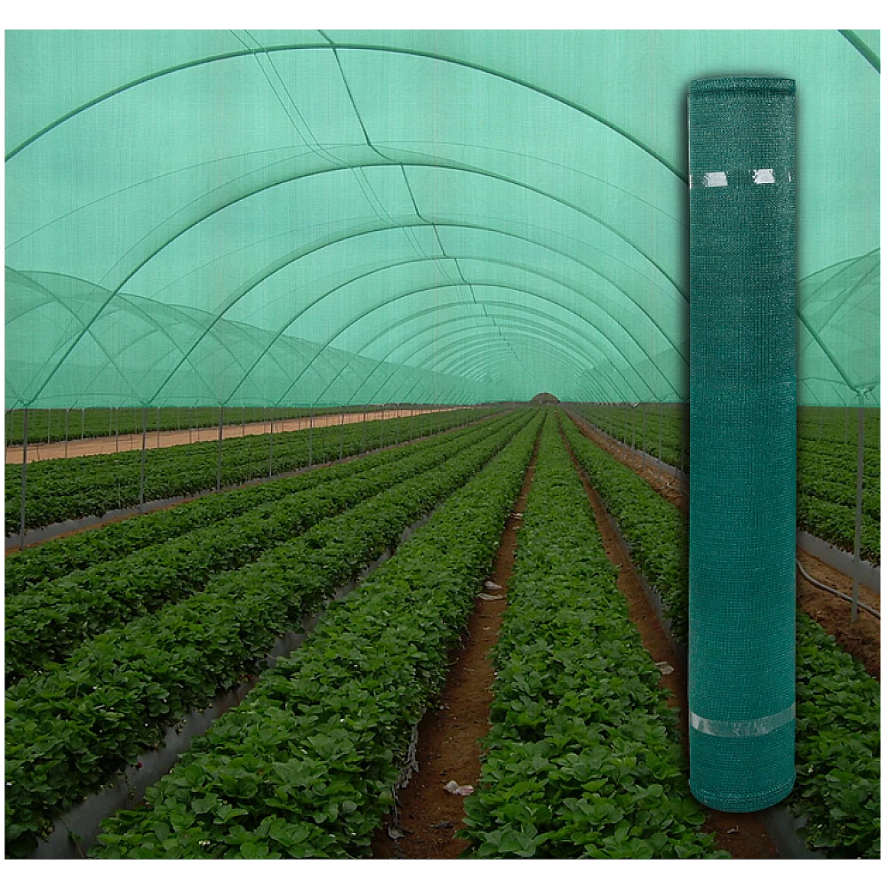 Plasă umbrire verde 35% cu protecție UV 2x20m, pentru sere, solarii, păsări, animale, protecție garduri/clădiri